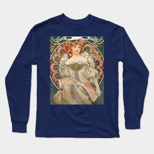 Reverie by Alphonse Mucha 1897 Long Sleeve T-Shirt